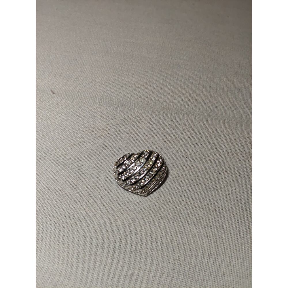 Swarovski Silver Heart Brooch with Clear Rhinestones, Metal, 1 Inch